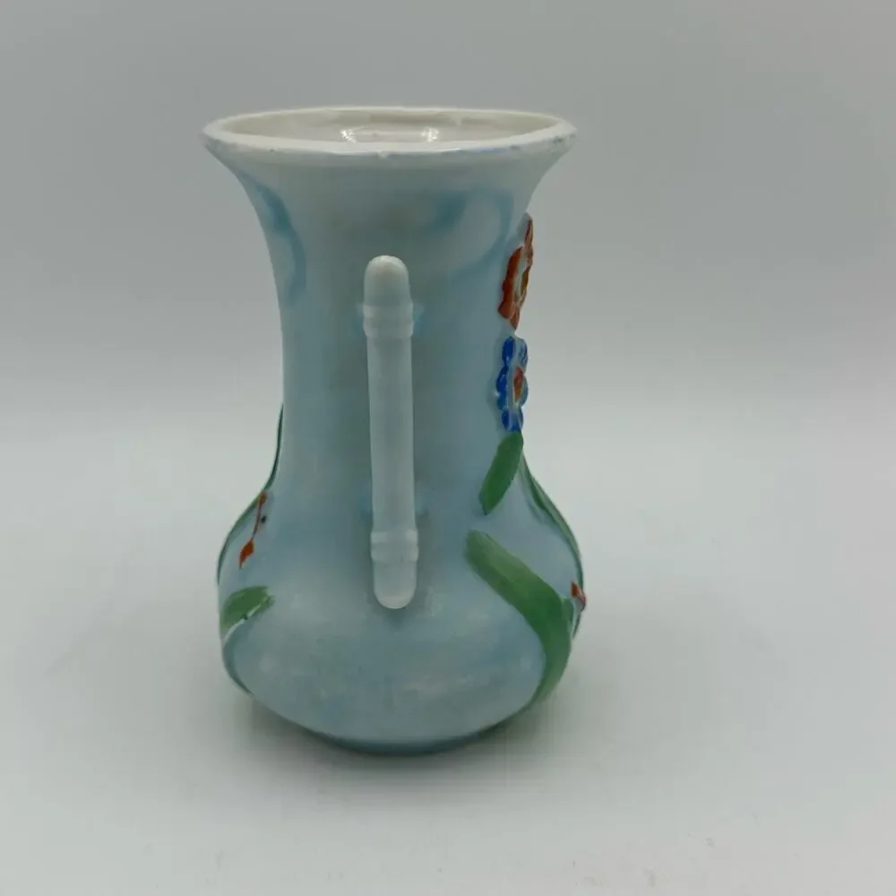Vtg Trico Hand Painted Nagoya Japan Floral Mini Vase